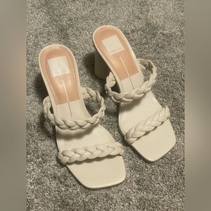 NEW Dolce Vita Nairi Braided Ivory Heeled Sandal Slides